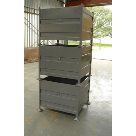 Stackable bins stacked 3 high